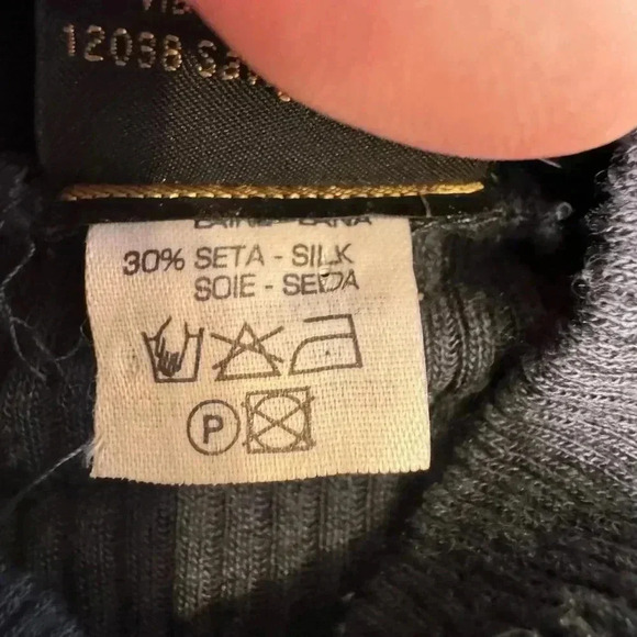 Ghiro Women's Long Sleeve Top Size Gray Ribbed Knit Lace Hem Size Small Italy - Picture 5 of 8